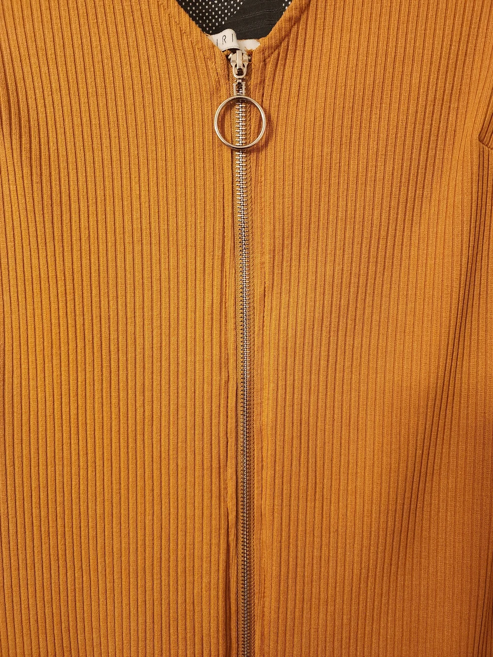 Iris Mustard Ribbed Zip-Front Mini  Dress - Picture 2 of 5